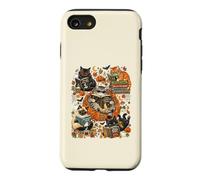 Art de Lecture Amusant pour Halloween avec Chat, fantôme, Citrouille Coque pour iPhone SE (2020) / 7/8