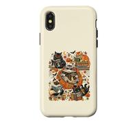 Art de Lecture Amusant pour Halloween avec Chat, fantôme, Citrouille Coque pour iPhone X/XS