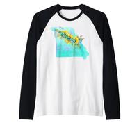 Art de l'État du Missouri en Aquarelle avec Tournesols Manche Raglan