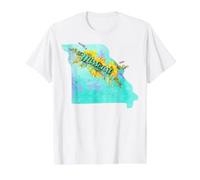 Art de l'État du Missouri en Aquarelle avec Tournesols T-Shirt Graphique avec Valeur