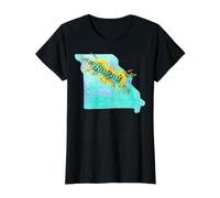 Art de l'État du Missouri en Aquarelle avec Tournesols T-Shirt Graphique avec Valeur