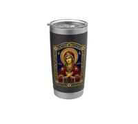 Art de l'icône de dévotion sacrée byzantine orthodoxe de la Vierge Marie Gobelet isotherme en acier inoxydable double paroi