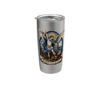 Art de l'icône sacrée de l'archange byzantin Saint Michel Gobelet isotherme en acier inoxydable double paroi