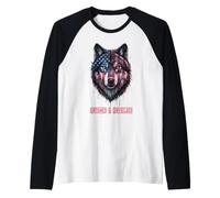 Art de Loup Patriotique Force Indomptable et Résiliente Manche Raglan