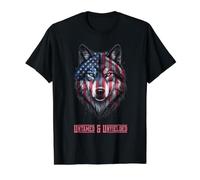 Art de Loup Patriotique Force Indomptable et Résiliente T-Shirt Graphique avec Valeur