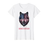 Art de Loup Patriotique Force Indomptable et Résiliente T-Shirt Graphique avec Valeur
