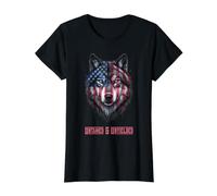 Art de Loup Patriotique Force Indomptable et Résiliente T-Shirt Graphique avec Valeur