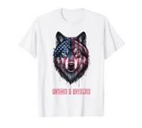 Art de Loup Patriotique Force Indomptable et Résiliente T-Shirt Graphique avec Valeur
