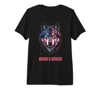 Art de Loup Patriotique Force Indomptable et Résiliente T-Shirt Haut de Gamme