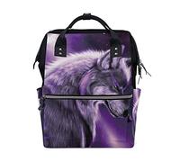 Art De Loup Violet Sac à Langer Sac à Dos Grande Capacité Multifonction Sac à Couches pour Voyage Maman Femme Papa
