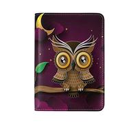Art De Lune De Hibou Rouge Détenteur d'un Passeport Titulaire Etui en Cuir Véritable Couverture de Passeport pour Voyage Hommes Femmes