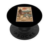 Art de Lutte Japonais Ukiyo-e de Chat Sumo Vintage PopSockets PopGrip Adhésif