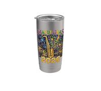 Art de mascarade de saxophone Jazz New Orleans de Mardi Gras 2026 Gobelet isotherme en acier inoxydable double paroi