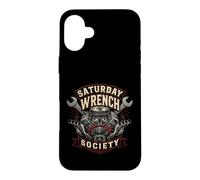 Art de mécanicien de Garage V8 Vintage de la Saturday Wrench Society Coque pour iPhone 16 Plus