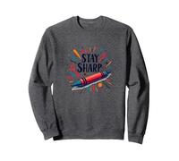 Art de Motivation inspiré du Crayon Stay Sharp pour Les créations Sweatshirt, Unisexe pour Adultes, Chiné Foncé, L