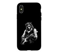 Art de Musique Rock Awesome Wolf Guitar Player Coque pour iPhone X/XS