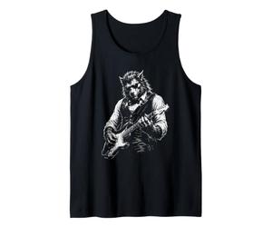 Art de Musique Rock Awesome Wolf Guitar Player Débardeur