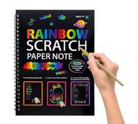Art de papier à gratter - Bloc de couleurs de 5,10 pouces - Carnet de croquis DIY - Feuilles arc-en- avec stylo en bois | , étudiants, voyages scolaires, vacances, célébration, fête