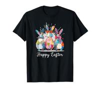 Art de Pâques numérique Happy Easter Three Spring Bunny Hoppy T-Shirt
