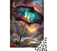 Art de Parapluie de Fantaisie 1000 Morceaux Papier Écologique Casse-tête Amateurs Puzzle Niveau Difficulté Équilibré Facile Nettoyer Divertissement Weekend 38x26cm/1000pcs