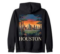 Art de Paysage Urbain Vintage rétro de Houston Skyline Texas Sweat à Capuche