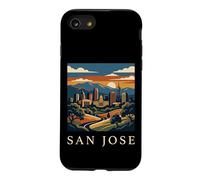 Art de Paysage Urbain Vintage rétro de la Ligne d'horizon de San Jose en Californie Coque pour iPhone SE (2020) / 7/8