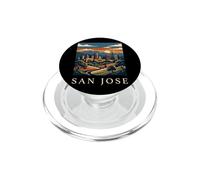 Art de Paysage Urbain Vintage rétro de la Ligne d'horizon de San Jose en Californie PopSockets PopGrip pour MagSafe