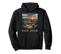 Art de Paysage Urbain Vintage rétro de la Ligne d'horizon de San Jose en Californie Sweat à Capuche