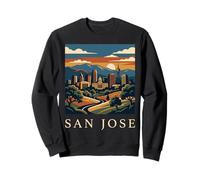 Art de Paysage Urbain Vintage rétro de la Ligne d'horizon de San Jose en Californie Sweatshirt
