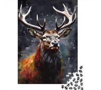 Art de Portrait de cerf Puzzle 1000 Pièces Adultes Animaux Puzzles 1000 Pièce Jeu Éducatif Décor À La Maison 38x26cm/1000pcs
