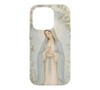 Art de prière catholique de la Vierge Marie Florale avec Une grâce paisible Coque pour iPhone 14 Pro