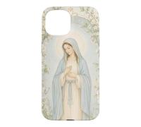 Art de prière catholique de la Vierge Marie Florale avec Une grâce paisible Coque pour iPhone 15
