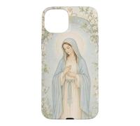 Art de prière catholique de la Vierge Marie Florale avec Une grâce paisible Coque pour iPhone 15 Plus
