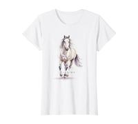 Art de Race de Cheval Arabe T-Shirt Graphique avec Valeur, Femme, Blanc, S