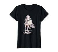 Art de Race de Cheval Arabe T-Shirt Graphique avec Valeur, Femme, Noir, M