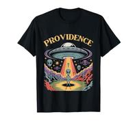 Art de Science-Fiction rétro avec enlèvement d'ovnis par Un Extraterrestre de Providence T-Shirt