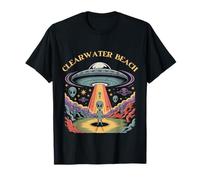 Art de Science-Fiction rétro d'enlèvement d'ovnis par Un Extraterrestre à Clearwater Beach T-Shirt