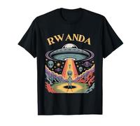 Art de Science-Fiction rétro d'enlèvement d'ovnis par Un Extraterrestre au Rwanda T-Shirt