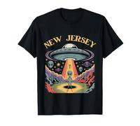 Art de Science-Fiction rétro d'enlèvement d'ovnis par Un Extraterrestre du New Jersey T-Shirt