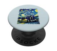 Art de Semi-Camion Nuit étoilée | Big Rig Trucker Driver PopSockets PopGrip Adhésif