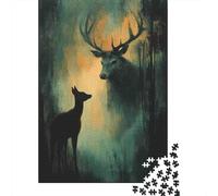 Art de Silhouette de cerf Puzzle 1000 Pièces Puzzle Adulte De Qualité Supérieure Cadeau Unique 52x38cm/1000pcs