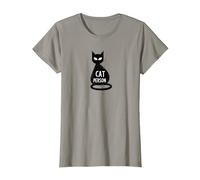 Art de Silhouette féline de Chat pour Les Amoureux des Animaux T-Shirt, Femme, Ardoise, L