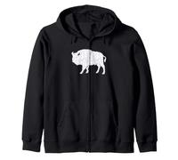 Art de Style Silhouette Animale de Bison, de Buffle, de Fleurs Sauvages Sweat à Capuche