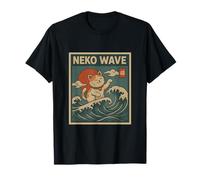 Art de Surf Japonais rétro Neko Wave T-Shirt