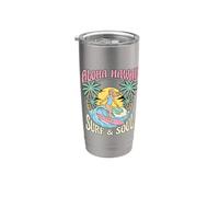 Art de surf tropical rétro Aloha Hawaii Surf and Soul Gobelet isotherme en acier inoxydable double paroi