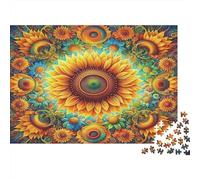 Art de Tournesol psychédélique Puzzles 1000 Pièces, Mandala Tournesol psychédélique, Art Moderne, Jeu Cadeau Unique, activité familiale, Cadeau pour Tous