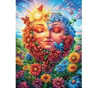 Art de Visage de la déesse du Soleil et de la Lune Puzzle 300 Pièces pour Adultes Educa Vision 3D Décoratif Artistique Carton Épais Détente Créative Cadeau De Noël 300 PCS