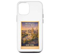Art de Voyage aérien rétro New York City Washington Square Park Coque pour iPhone 12/12 Pro
