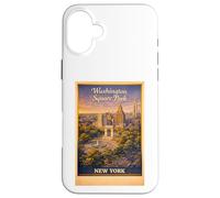 Art de Voyage aérien rétro New York City Washington Square Park Coque pour iPhone 16 Plus