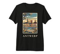 Art de Voyage Anvers Belgique Riverfront Skyline T-Shirt Haut de Gamme